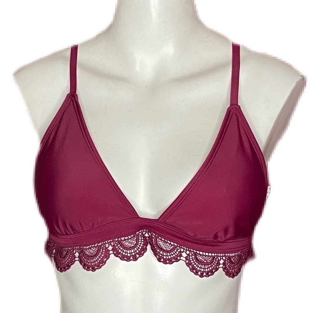 SO Burgundy Lacy Triangle Bikini Top Juniors Size M